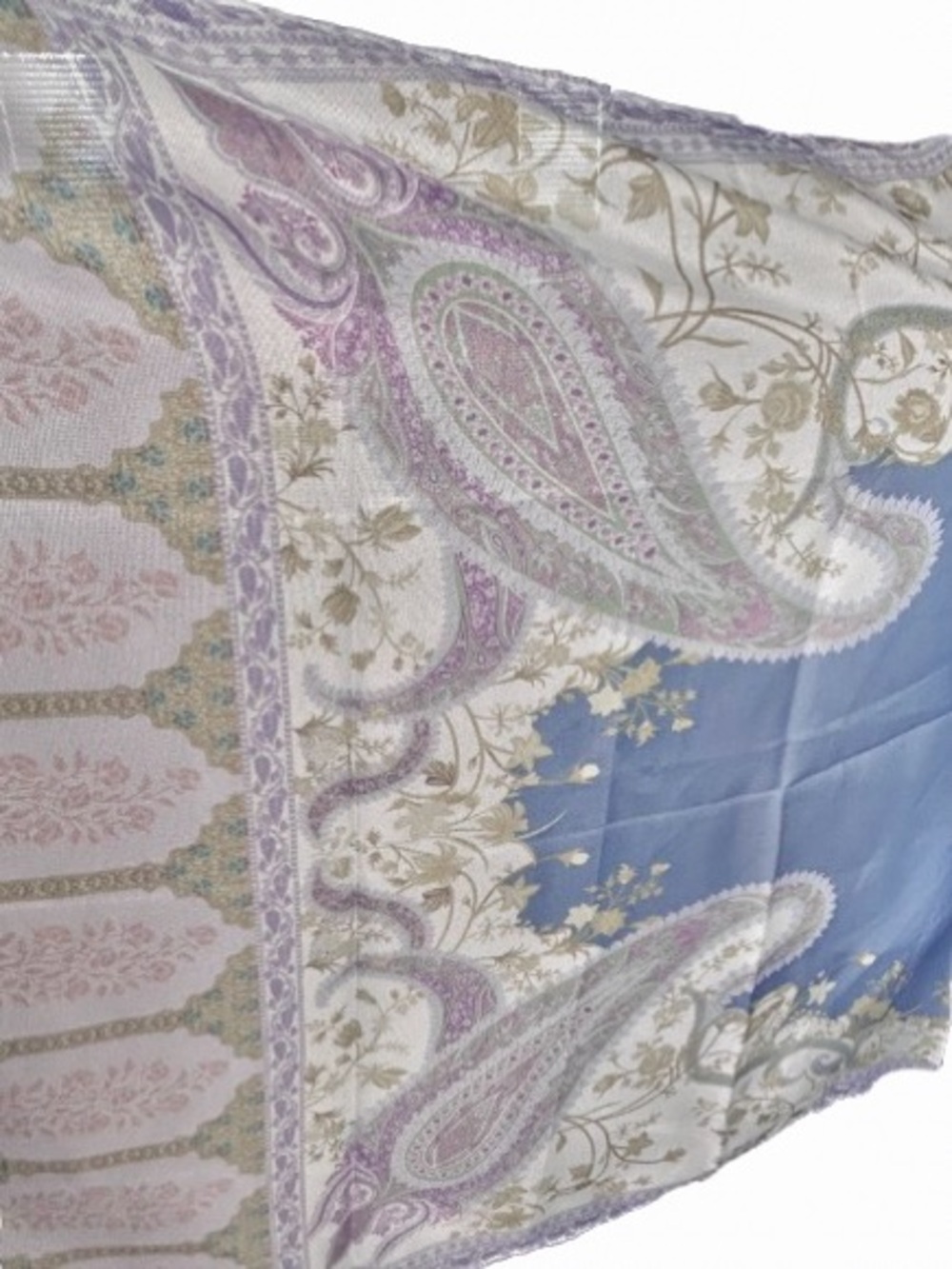 Very Large Stunning SANA SAFINAZ scarf Blue Lavender Floral boho Designer  Wrap